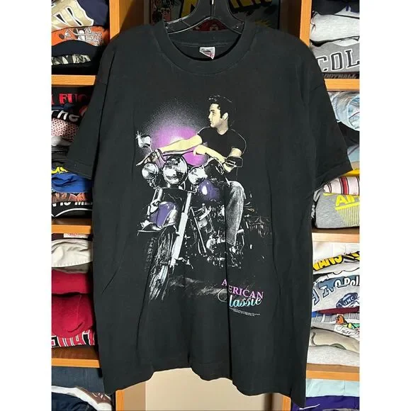 Vintage 90s Elvis Presley American Classic Biker Tee - Picture 1 of 4